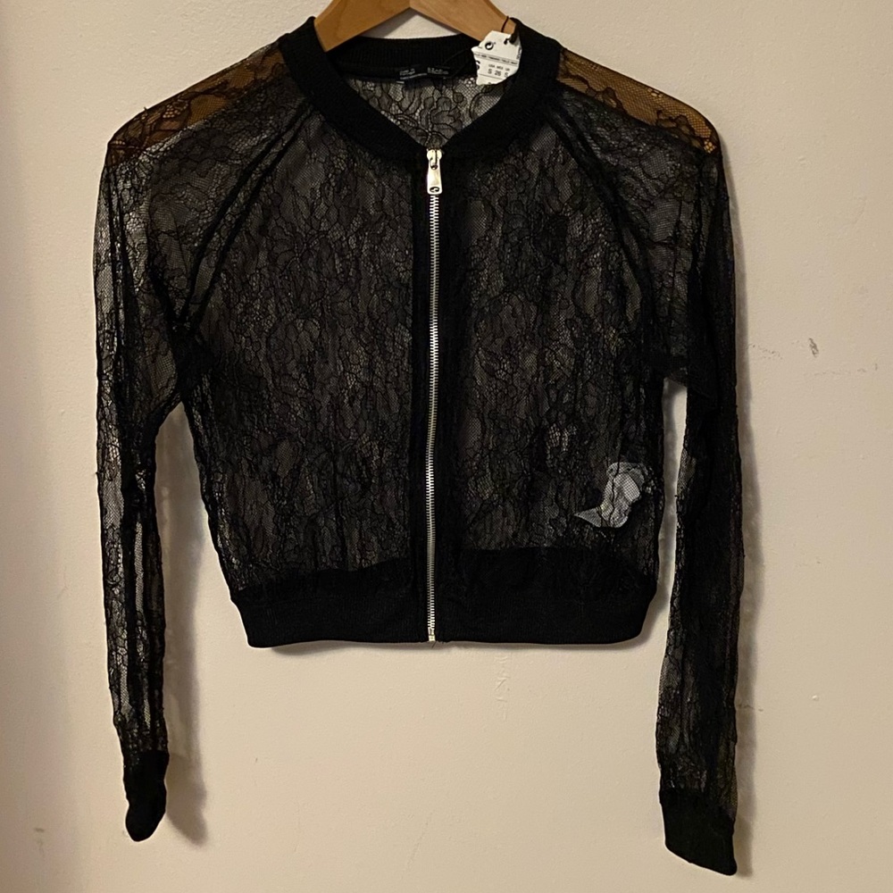 NWT brand new ZARA lace zip up top/jacket, size S